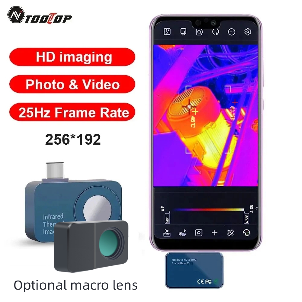 Infiray P2 Pro Macro Lens - TOOLTOP kamera pencitraan termal ponsel 25Hz,
