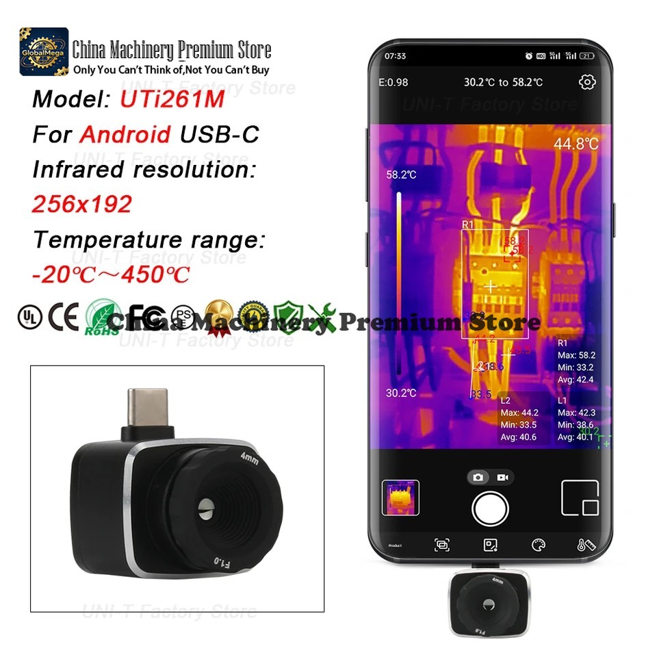 Thermal Imaging Camera 256X192 - Kamera Pencitraan Termal Inframerah UNI-T UTi120Mobile