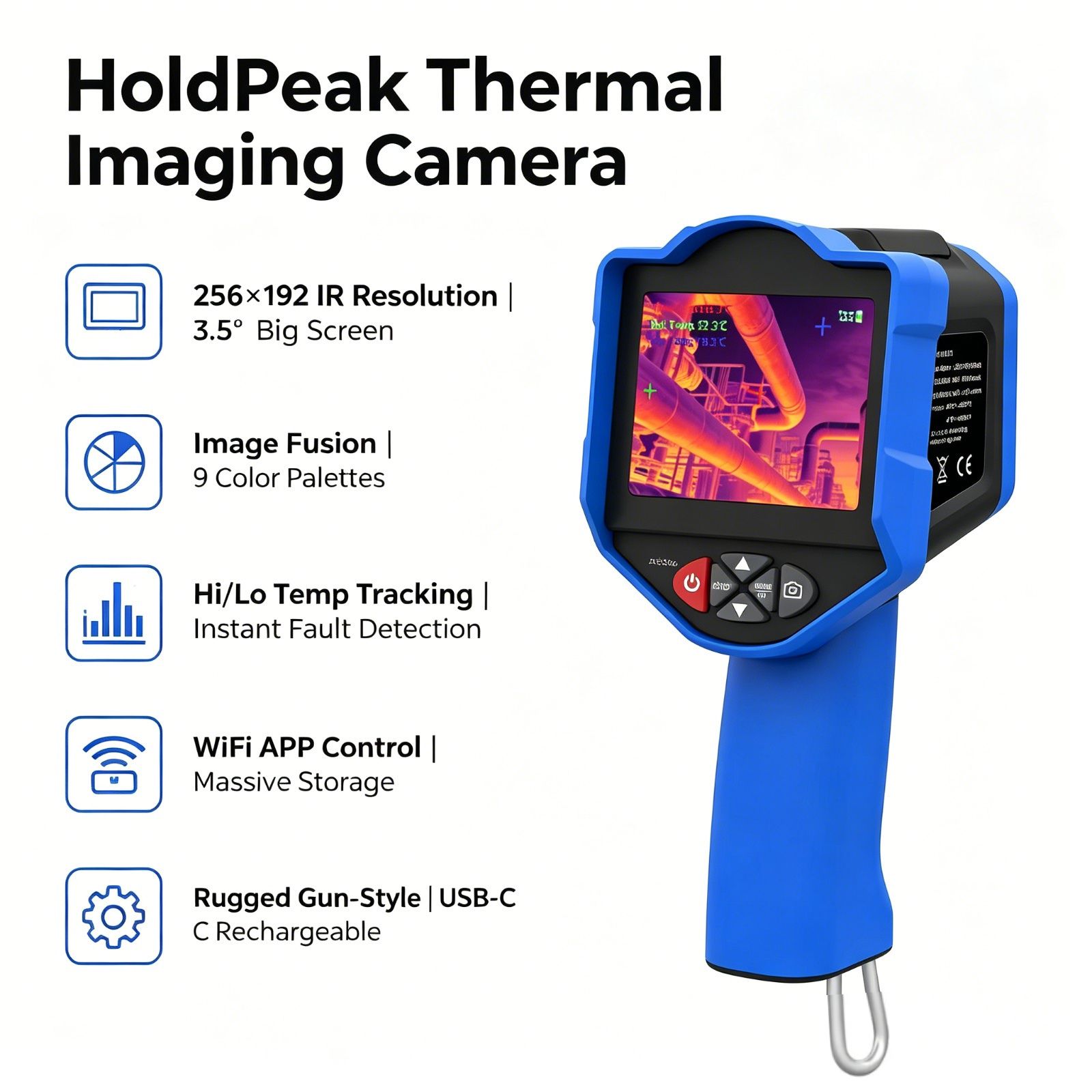 Thermal Imaging Camera 256X192 - Kamera Pencitraan Termal HoldPeak 256x192 IR